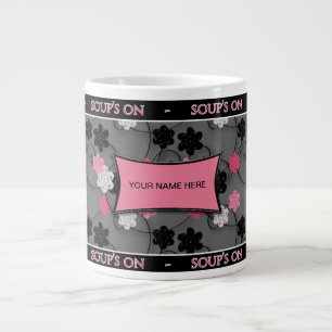 RIESIGE SUPPEN-TASSE - PINK/BLACK/SILVER Jumbo-Tasse