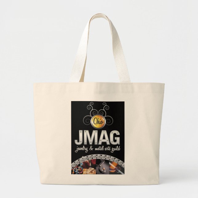 Riesige Tasche mit dem schwarzen OJMAG Logo (Vorne)