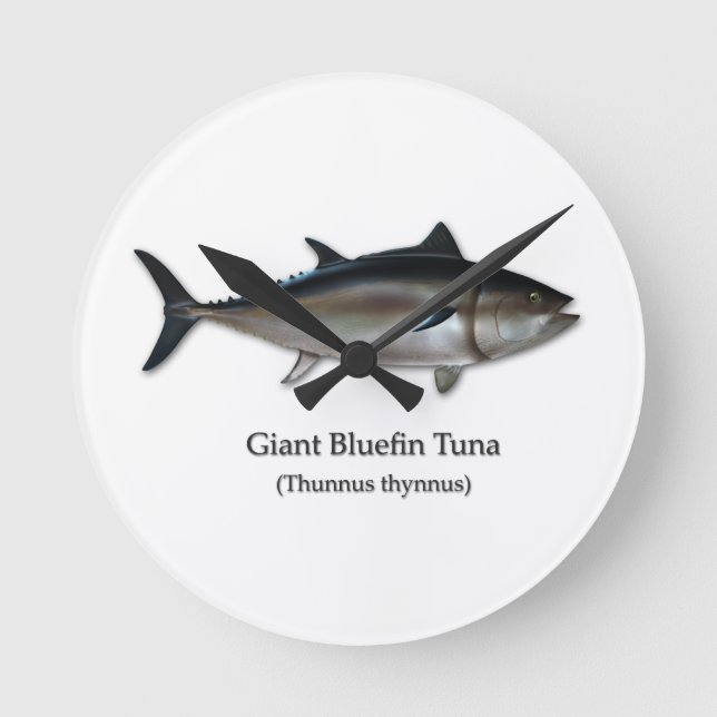 Riesiger Bluefin-Thunfisch Runde Wanduhr (Vorderseite)