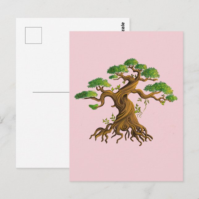 Riesiger Bonzaï in farbiger Zeichnung Postkarte (Vorne/Hinten)