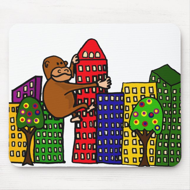 Riesiger Gorilla, der hohes Gebäude umarmt Mousepad (Vorne)