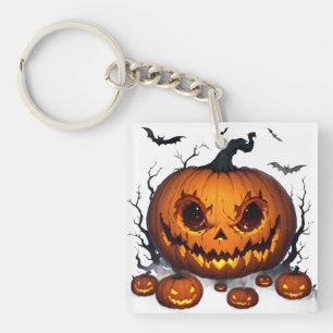 Riesiger Halloween-Kürbis mit leuchtenden Augen 👻 Schlüsselanhänger