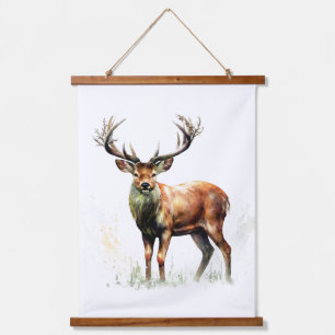 Riesiger Hirsch mit Geweih Wandteppich Mit Holzrahmen