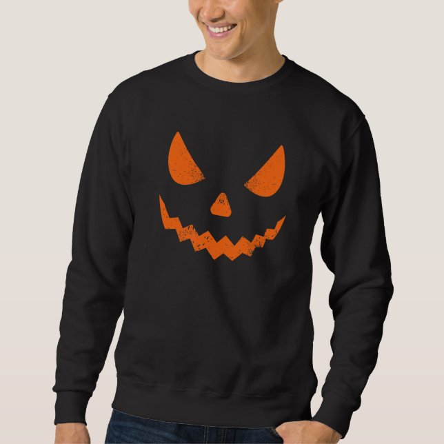 Riesiger Jack O Lantern Gesicht  Gruseliger Hallow Sweatshirt (Vorderseite)