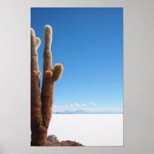 Riesiger Kaktus auf dem Plakat Salars de Uyuni