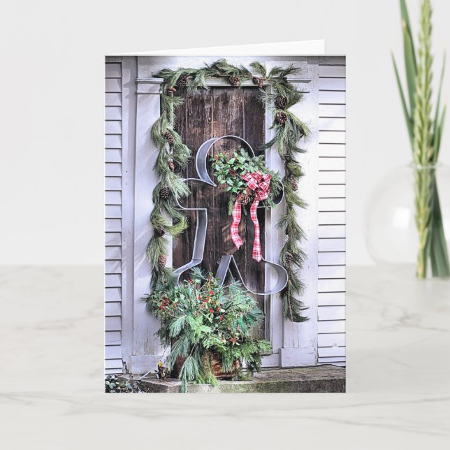 Riesiger Lebkuchen-Mann-Plätzchen-Schneider Feiertagskarte (Vorderseite)