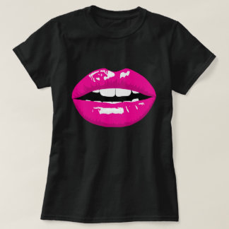 Riesiger Lippenlippenstift-Königin-Schwarz-T - T-Shirt