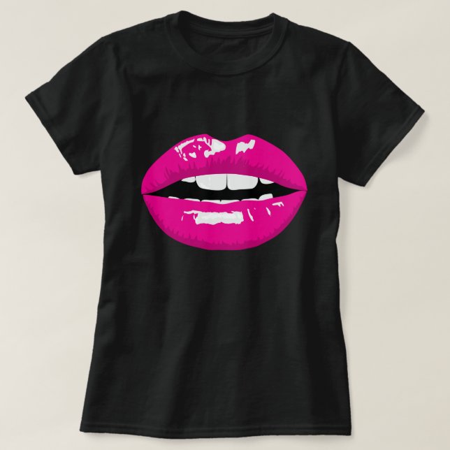 Riesiger Lippenlippenstift-Königin-Schwarz-T - T-Shirt (Design vorne)