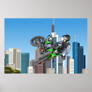 Riesiger Motocross-Sprung im NYC Poster