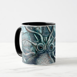 Riesiger Oktopus Blaues Seeungeheuer Segelboot Tasse