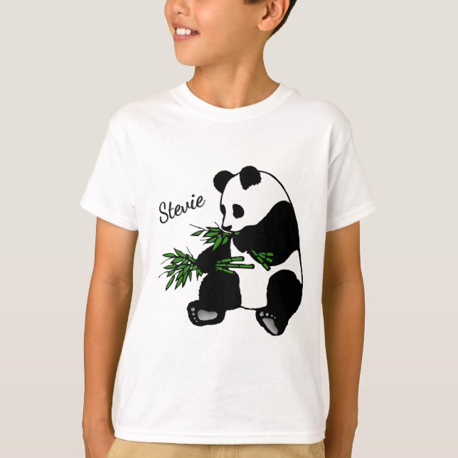 Riesiger Panda isst Bambus Name   T-Shirt (Vorderseite)