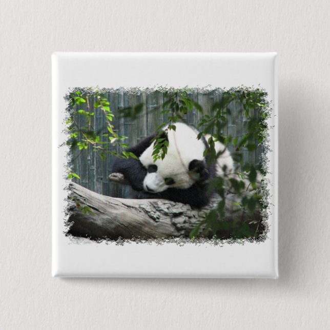 Riesiger Panda-Quadrat-Button Button (Vorderseite)