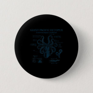 Riesiger pazifischer Oktopus Anatomie Ozean Meer B Button