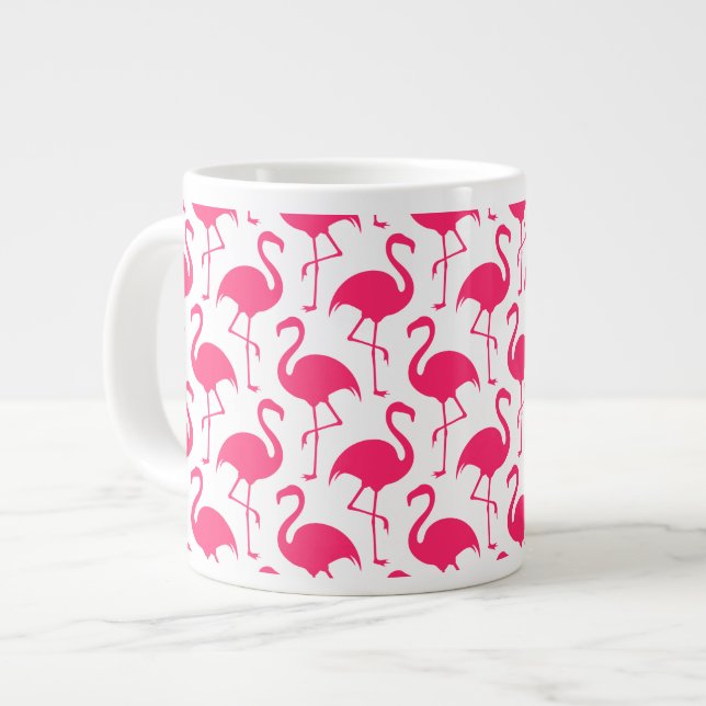 Riesiger rosa Flamingo Jumbo-Tasse (Vorderseite Links)