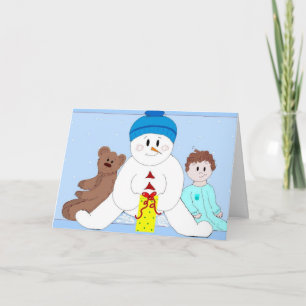 Riesiger Schneemann und Freunde Feiertagskarte