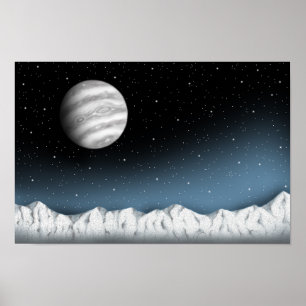 Riesiger Stern, von dem eisigen Horizont aus betra Poster