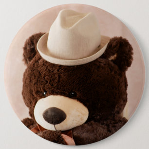 Riesiger Teddybär und Hut Button