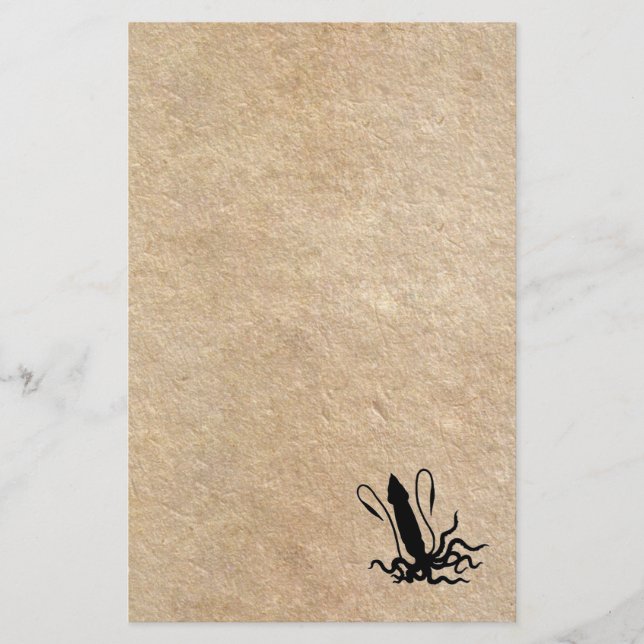 Riesiger Tintenfisch auf altem Pergament Briefpapier (Vorderseite)
