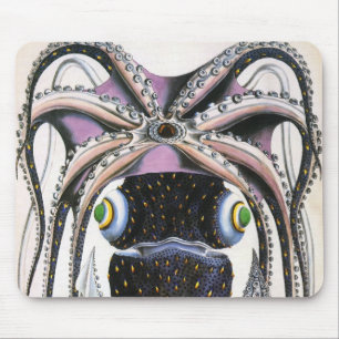 Riesiger Tintenfisch oder Oktopus, Vintage Meeresl Mousepad