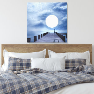 Riesiger Vollmond am Ende des Ozeanpfades Leinwanddruck