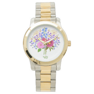 Riesiger Zweifarben-Blumenstrauss Armbanduhr