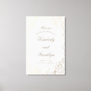 Riesiges Blumen Golden Wedding Willkommenszeichen Leinwanddruck