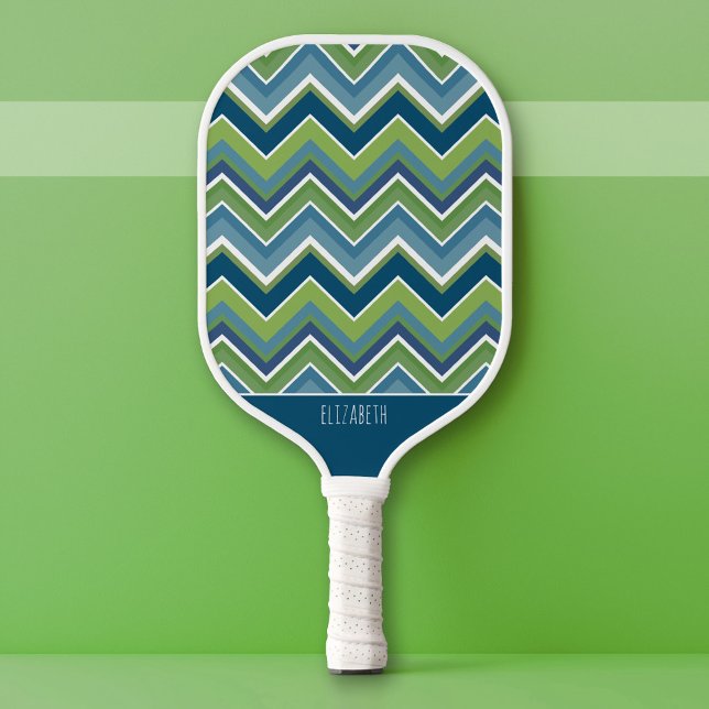 Riesiges farbiges, Zickzack Muster - Name des Skri Pickleball Schläger (Custom Pickleball Paddle)