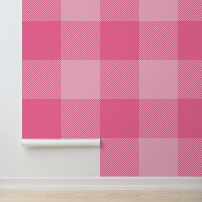 Riesiges französisches Pink Buffalo Kariert Tapete (Anwendung)