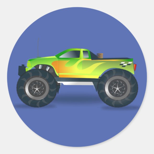 Riesiges Monster Truck Speedway-Lover Design Runder Aufkleber (Vorderseite)
