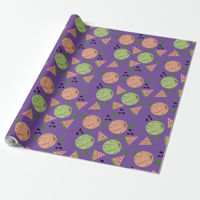 Riesiges Watermelon und Slices Art Pattern Geschenkpapier (Ungerollt)