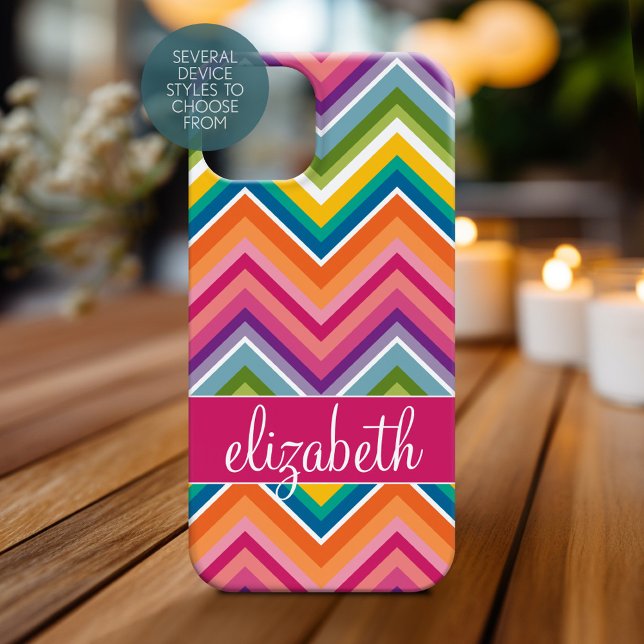 Riesiges Zickzack Muster mit Namen Case-Mate iPhone Hülle (Personalized Phone Case with Custom Name)