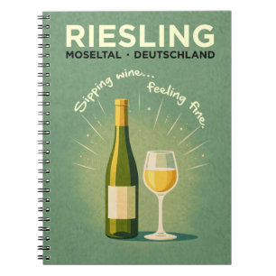 Riesling Moseltal Deutschland Vintage Reise Kunst Notizblock