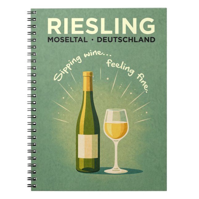Riesling Moseltal Deutschland Vintage Travel Art Notizblock (Vorderseite)
