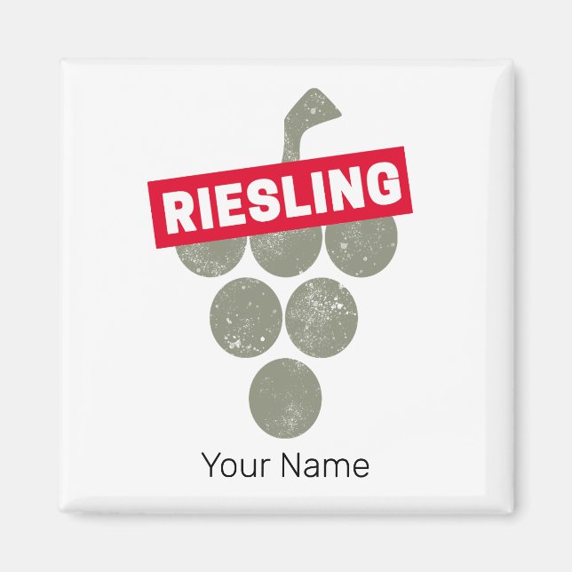 Riesling Wein Vintag Wein Drinker Traubendesign Magnet (Vorne)