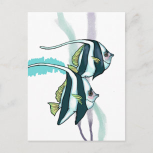 Riffbarsch, gestreifter Fisch Unterwasser Postkarte