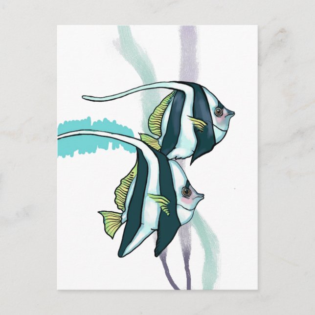 Riffbarsch, gestreifter Fisch Unterwasser Postkarte (Vorderseite)