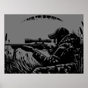Rifle Jagd Fanatics Black & Gray   Poster