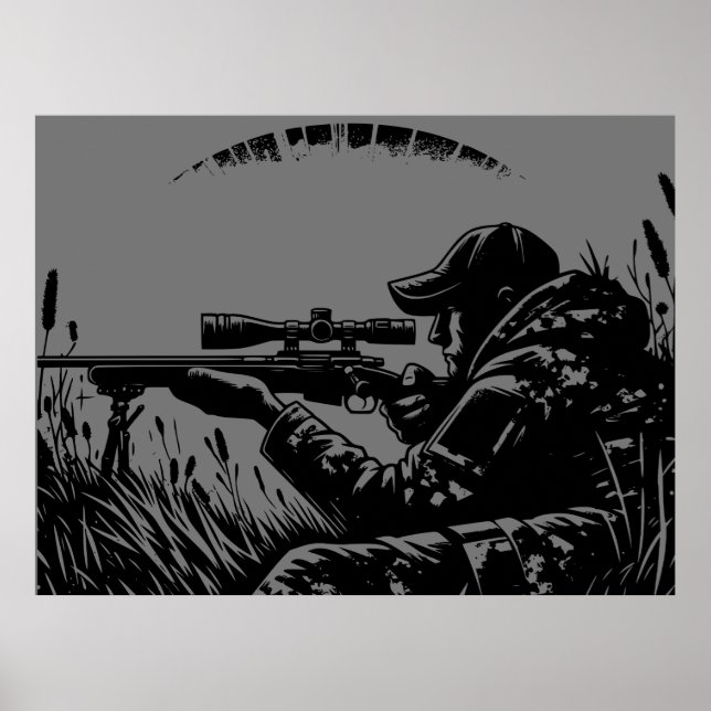 Rifle Jagd Fanatics Black & Gray | Poster (Vorne)