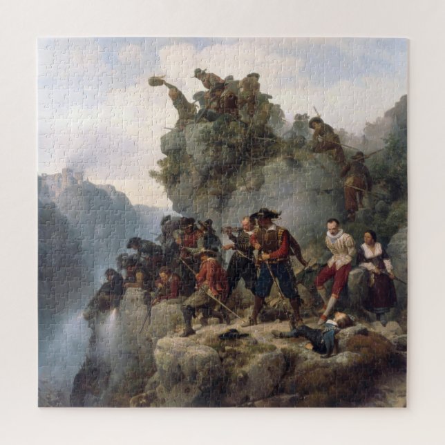 Riflemen verteidigen einen Bergpass (Karl Lessing) Puzzle (Vertikal)