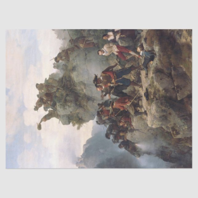 Riflemen verteidigen einen Bergpass (Karl Lessing) Seidenpapier (Vorderseite)