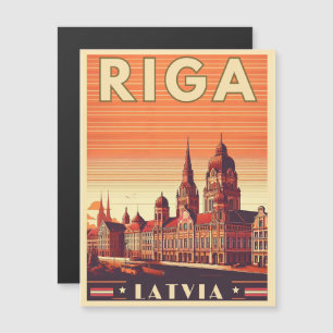 Riga City, Lettland baltische Kultur Vintage Gesch Magnetkarte