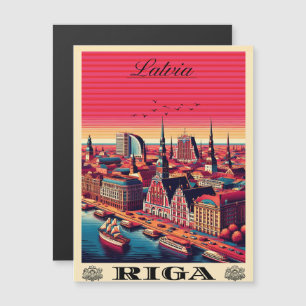 Riga City, Lettland baltische Kultur Vintage Gesch Magnetkarte