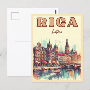 Riga City, Lettland baltische Kultur Vintage Gesch Postkarte