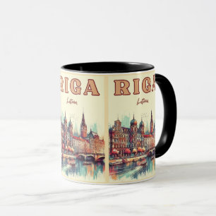 Riga City, Lettland baltische Kultur Vintage Gesch Tasse