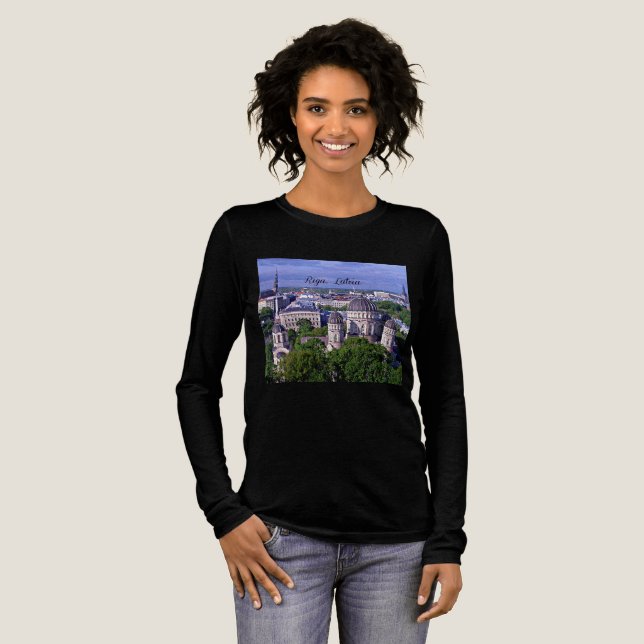 Riga, Latvia cityscape Tri-Blend Shirt (Volle Vorderseite)