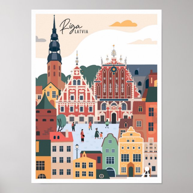 Riga Lettland Art Vintage Reise Poster (Vorne)