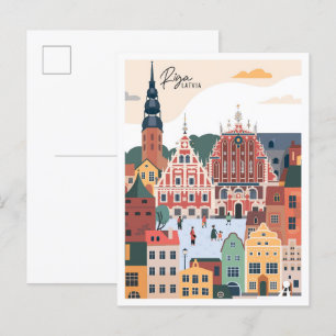 Riga Lettland Art Vintage Reise Postkarte