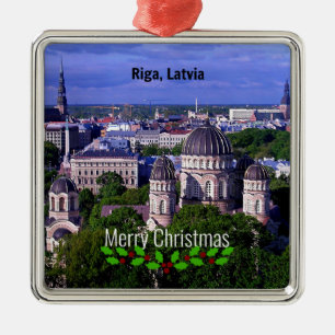 Riga, Lettland, Frohe Weihnachten, Ornament Aus Metall