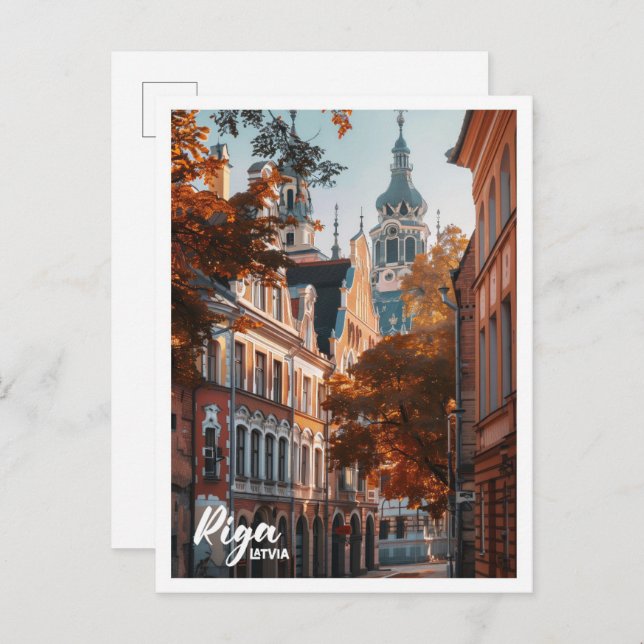 Riga Lettland Kunst, Dichtung und Musik Postkarte (Vorne/Hinten)