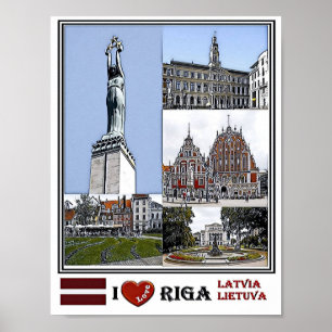 Riga Lettland - Riba City - Livu Platz - Poster